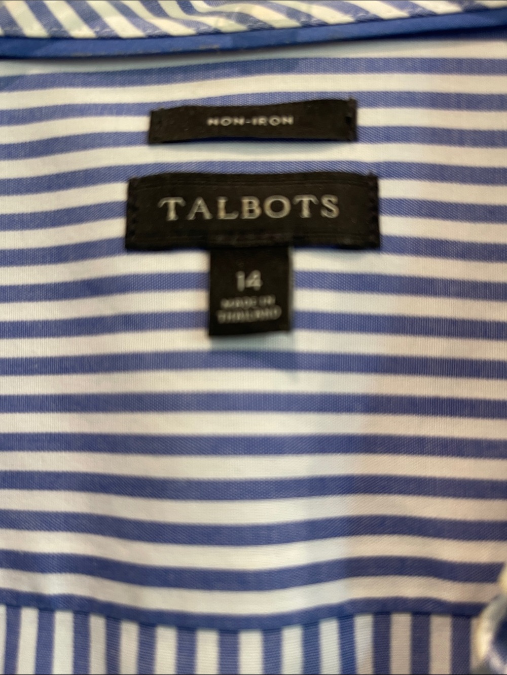 Talbots Blue and White Striped Sleeveless Button-Down Top - Picture 2 of 4